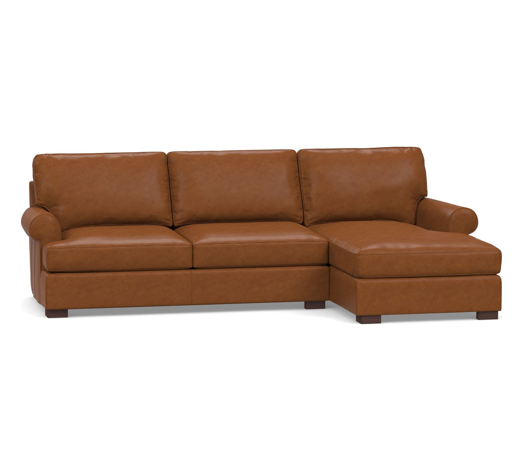 Townsend Roll Arm Leather Chaise Sectional (110")