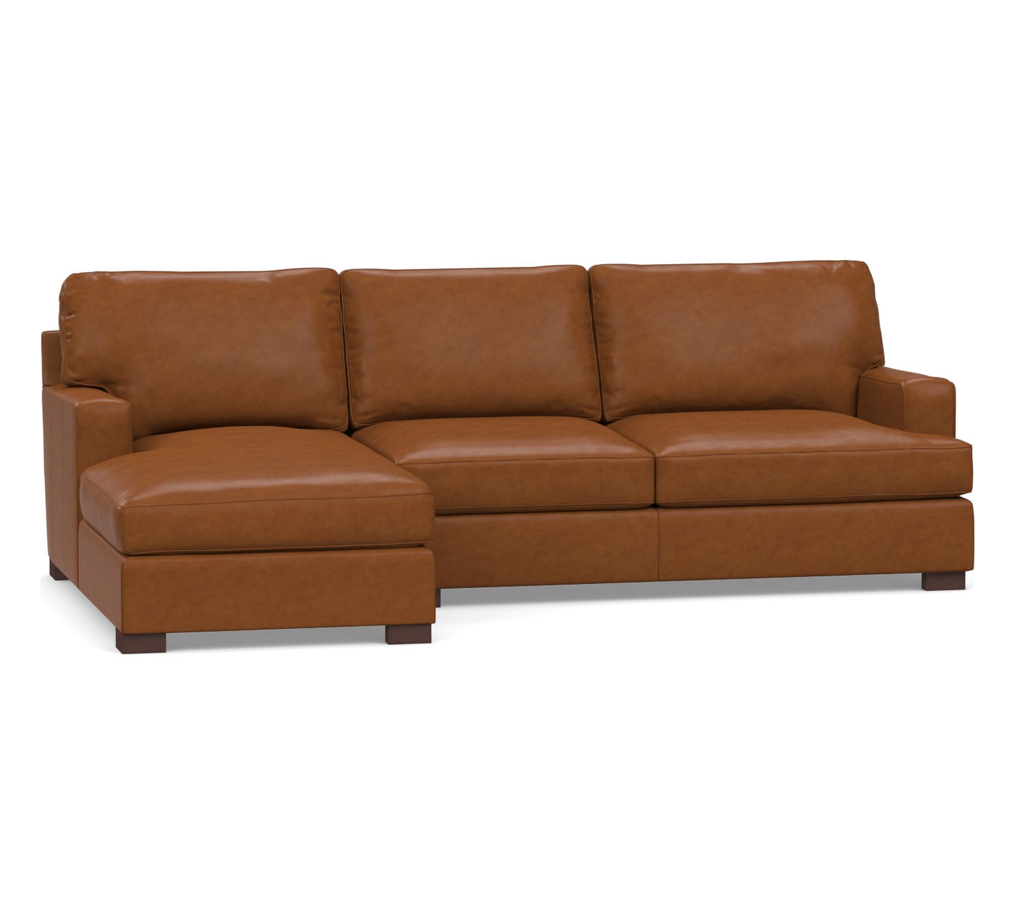 Townsend Square Arm Leather Chaise Sectional (108")