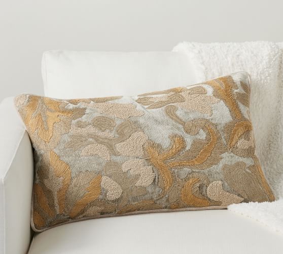 Embroidered lumbar pillows sale