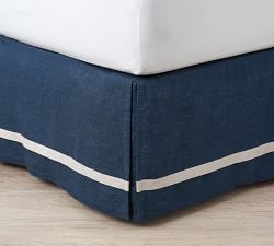 Belgian Flax Linen Contrast Flange Bed Skirt