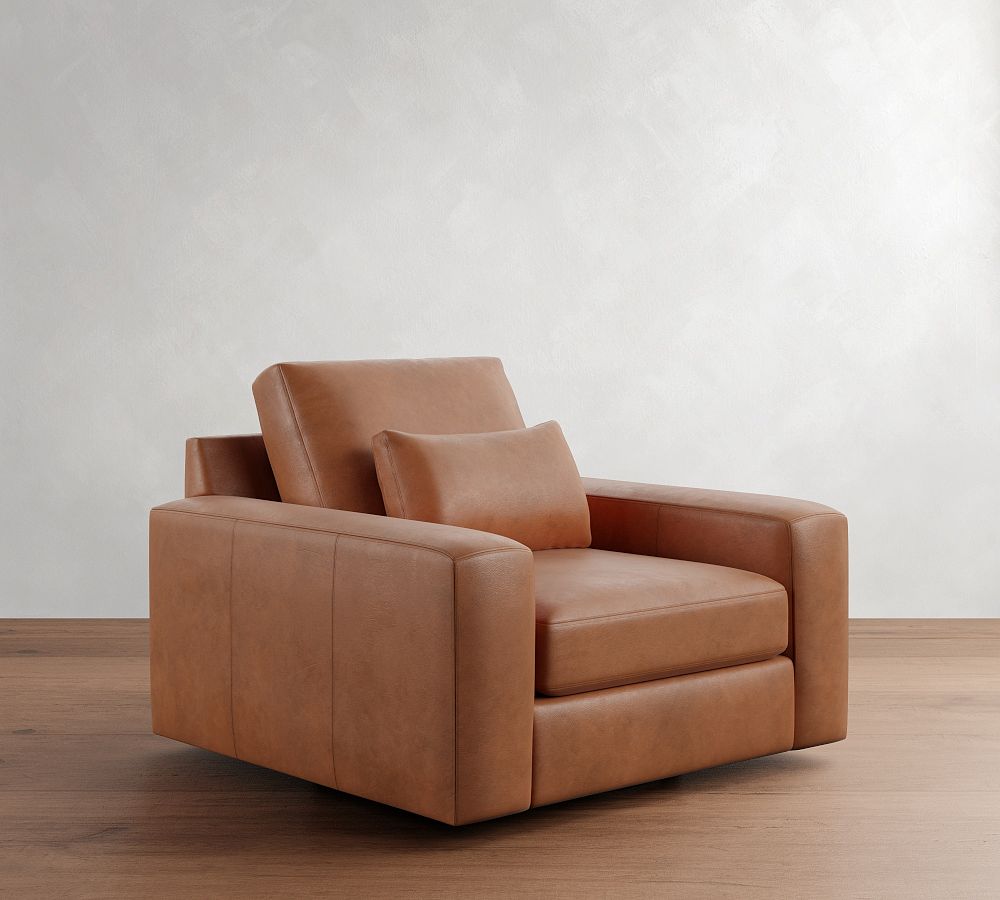 Big Sur Square Arm Deep Seat Leather Swivel Chair