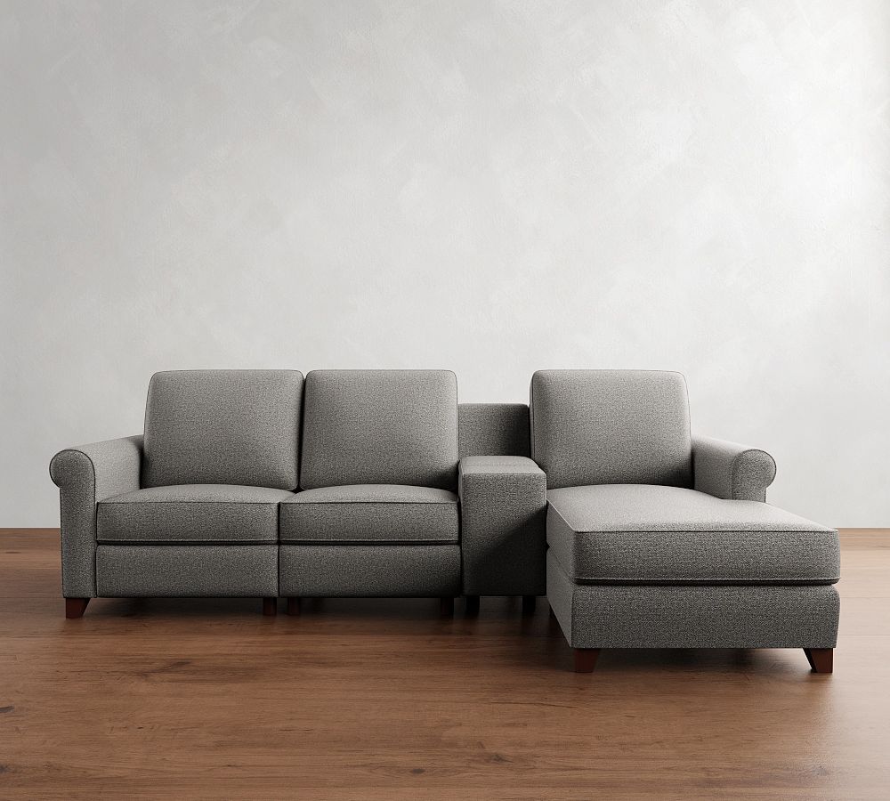 Cameron Roll Arm Power Reclining Chaise Sectional Storage Available
