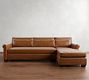 York Roll Arm Deep Seat Leather 3-Piece Sectional (102&quot;)