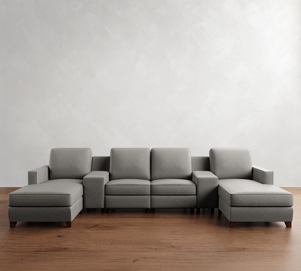 Cameron Square Arm Power Reclining Double Chaise Sectional (129"158