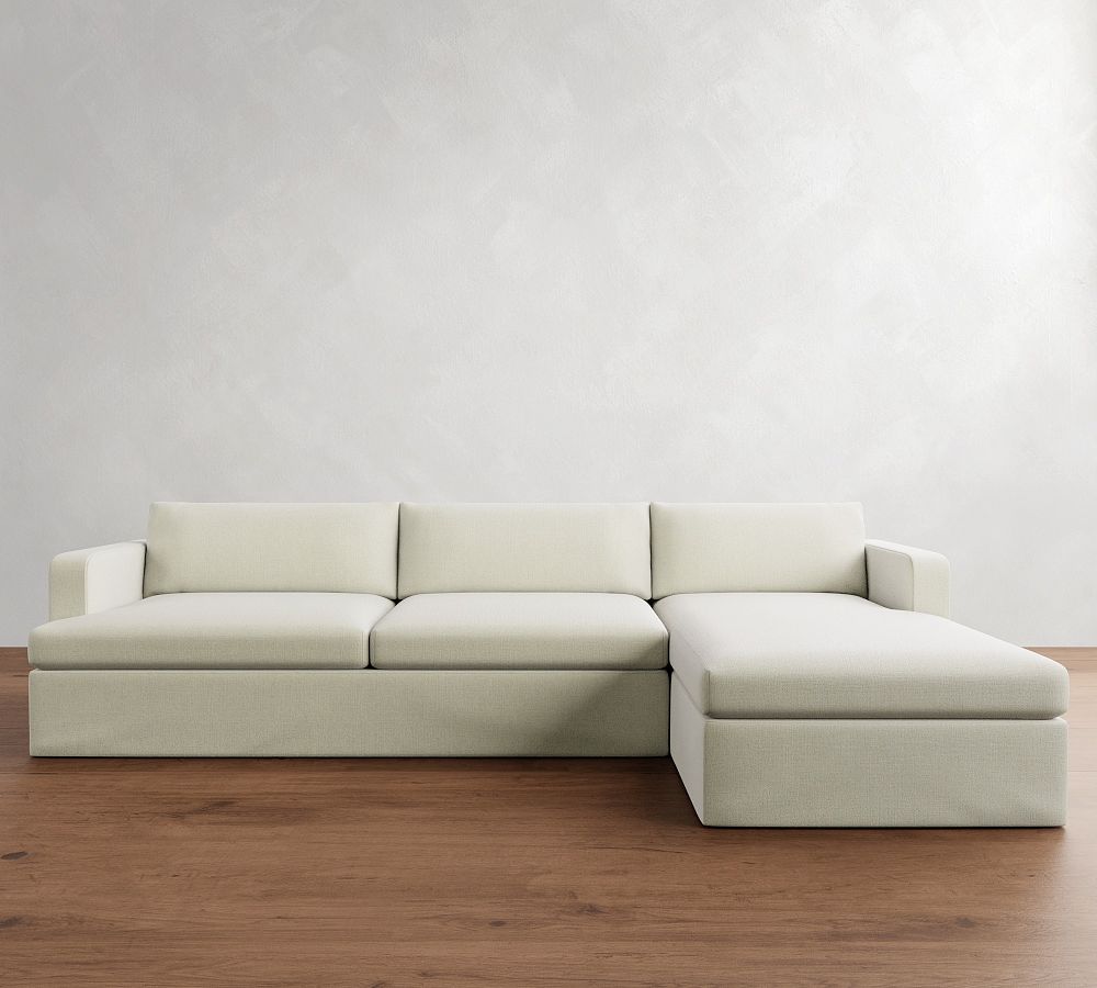 Serene Slipcovered Chaise Sectional (114&quot;&ndash;136&quot;)