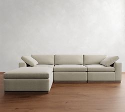 Dream Wide Arm Wood Base Modular Chaise Sectional - Storage Available (129&quot;&ndash;172&quot;)