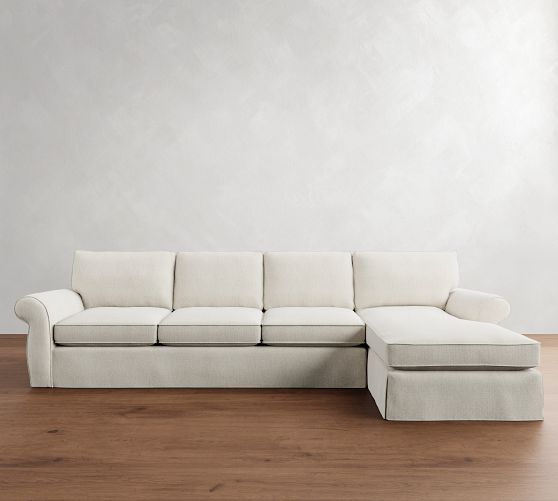 Pearce Roll Arm Slipcovered Chaise Sectional (110