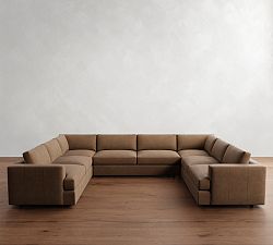 Carmel Recessed Arm Leather U Shaped Sectional 144 156