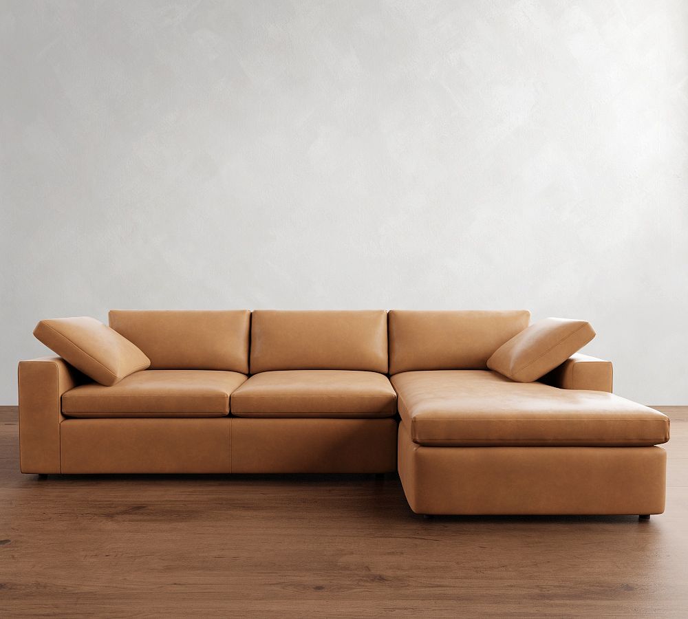 Dream Wide Arm Leather Chaise Sectional (120&quot;&ndash;130&quot;)
