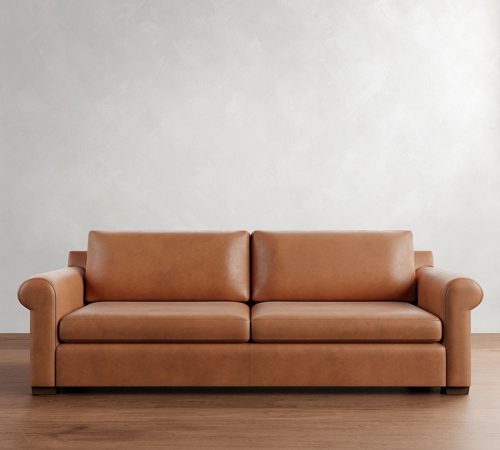 Shasta Roll Arm Leather Sofa (72&quot;&ndash;99&quot;)