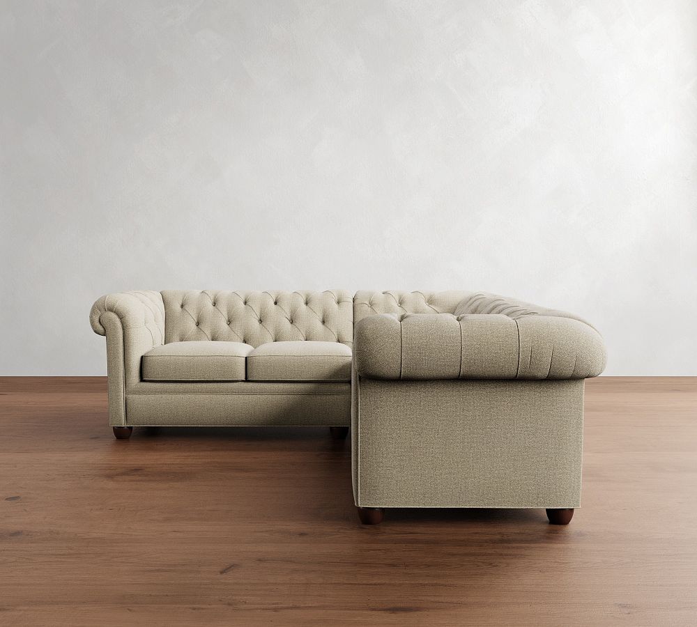 Chesterfield Roll Arm 3-Piece L-Shaped Sectional (97