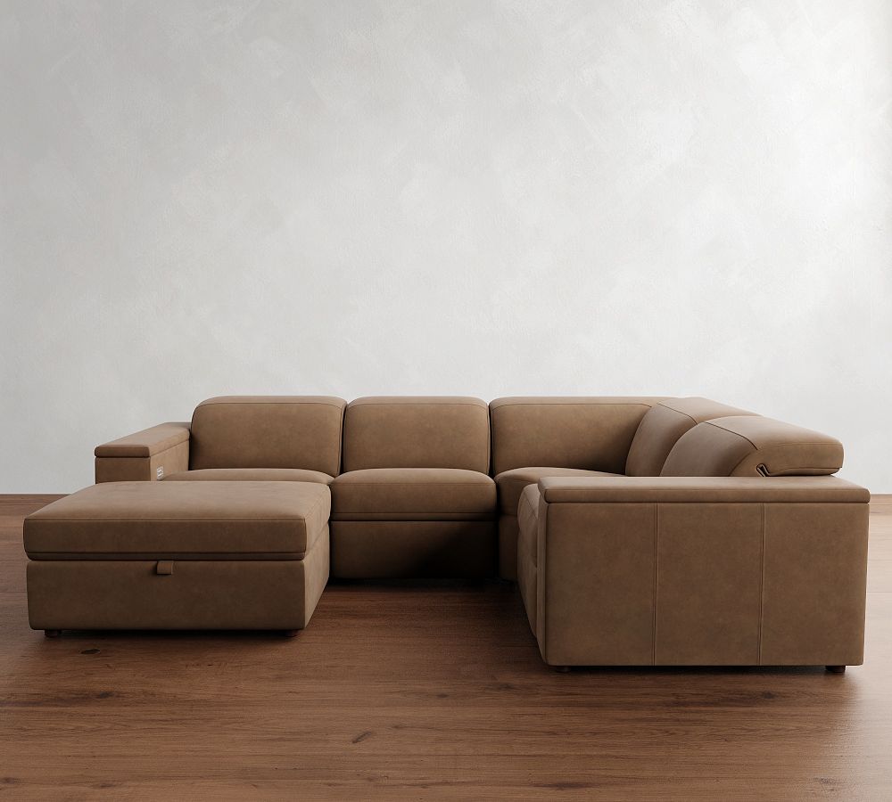 Ultra Lounge Square Arm Leather 5-Piece Reclining Sectional (117&quot;)