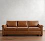 York Roll Arm Leather Sofa (63&quot;&ndash;98&quot;)