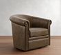 Cyrus Barrel Arm Leather Swivel Chair
