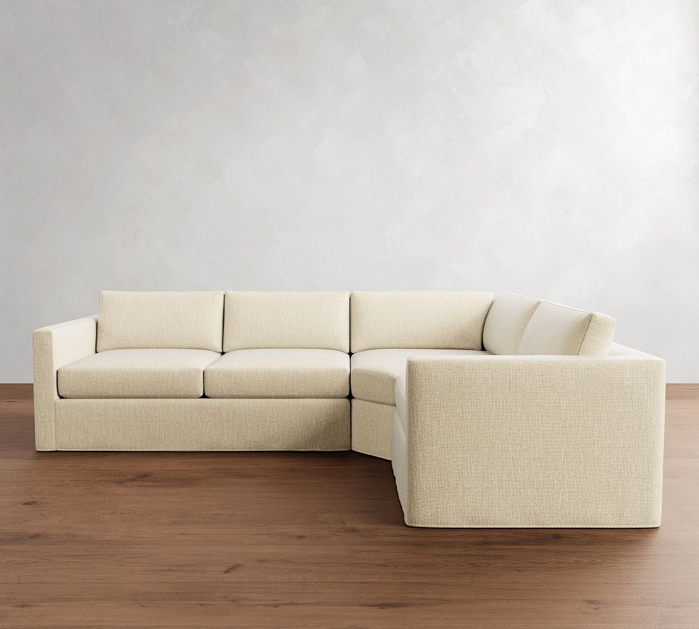 Carmel Slim Arm Slipcovered 3-Piece Wedge Sectional (123&quot;&ndash;153&quot;)