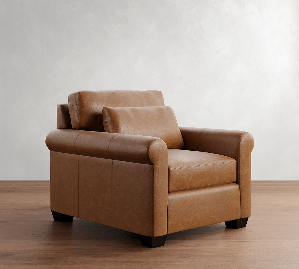 York Roll Arm Deep Seat Leather Chair