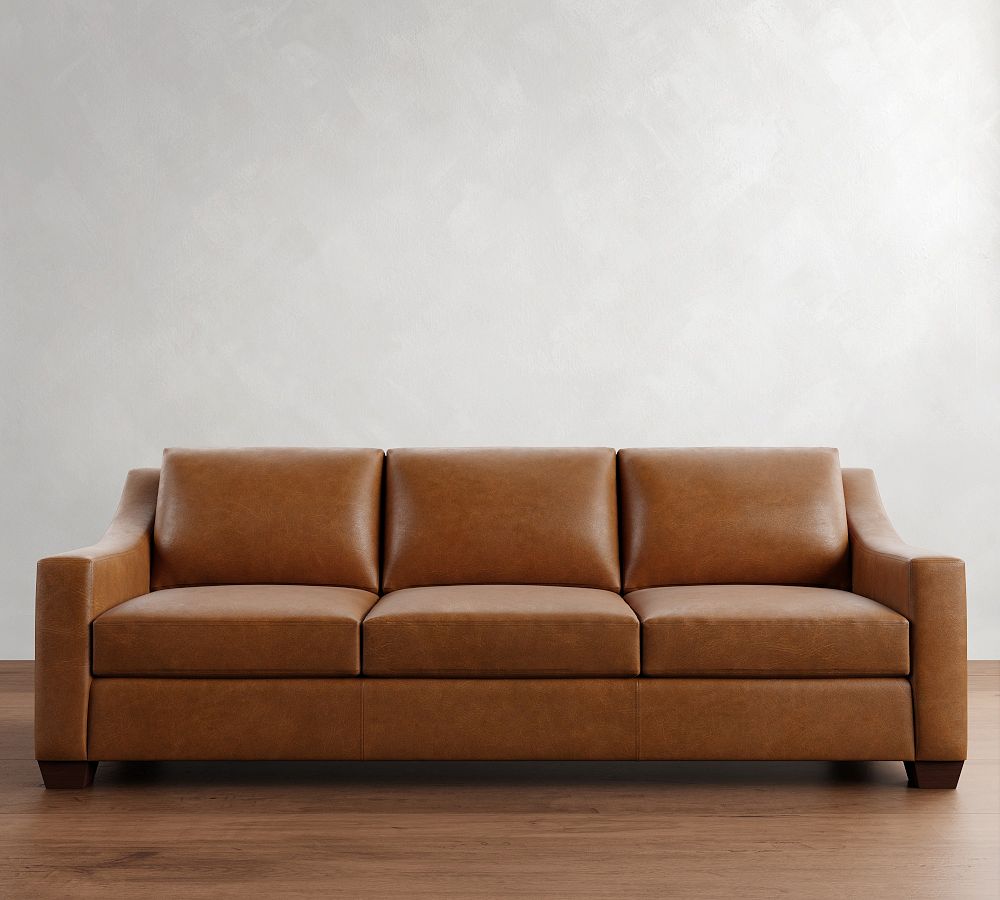 York Slope Arm Leather Sofa (60&quot;&ndash;95&quot;)