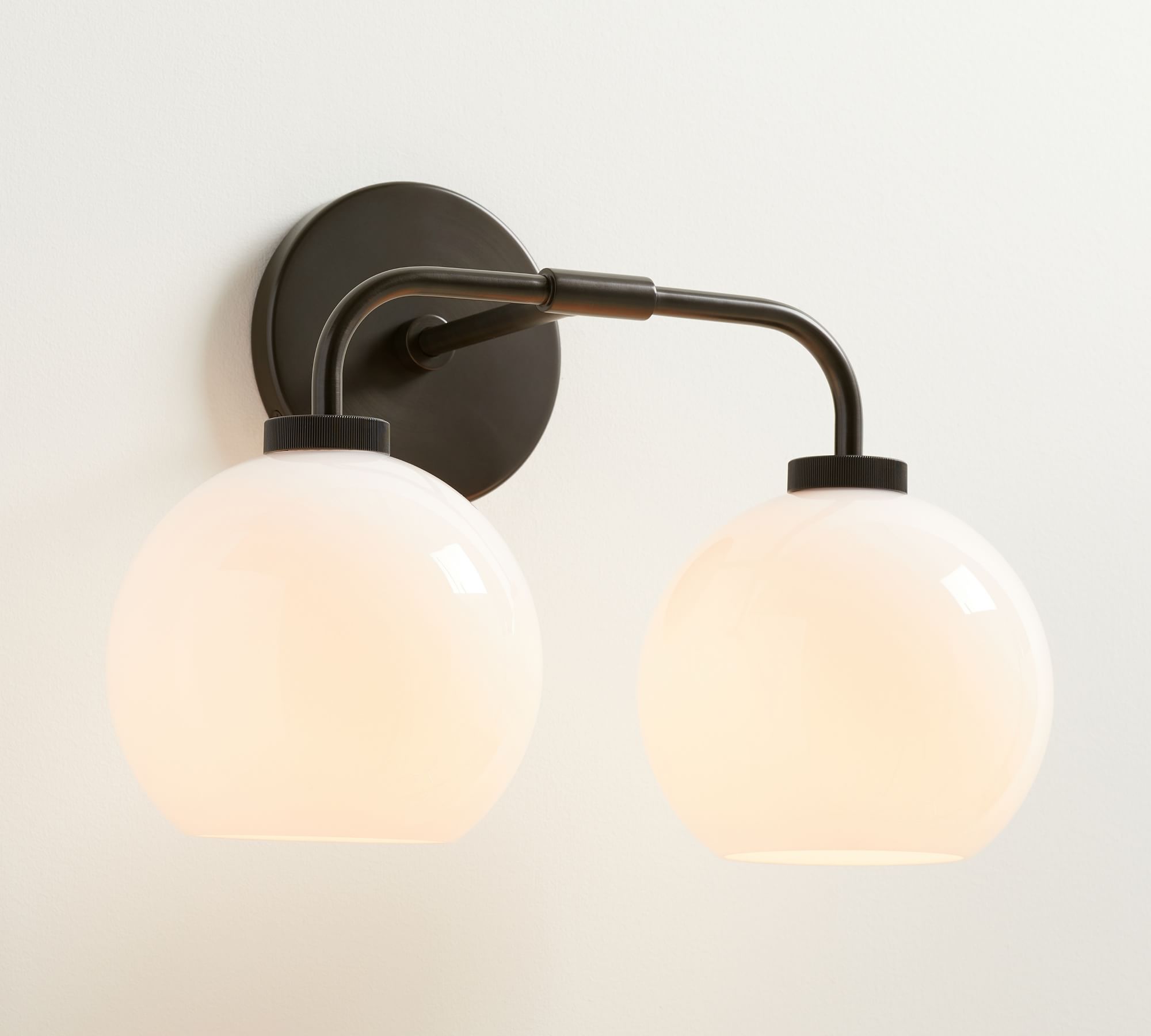 Reagan Milk Double Globe Sconce (17")