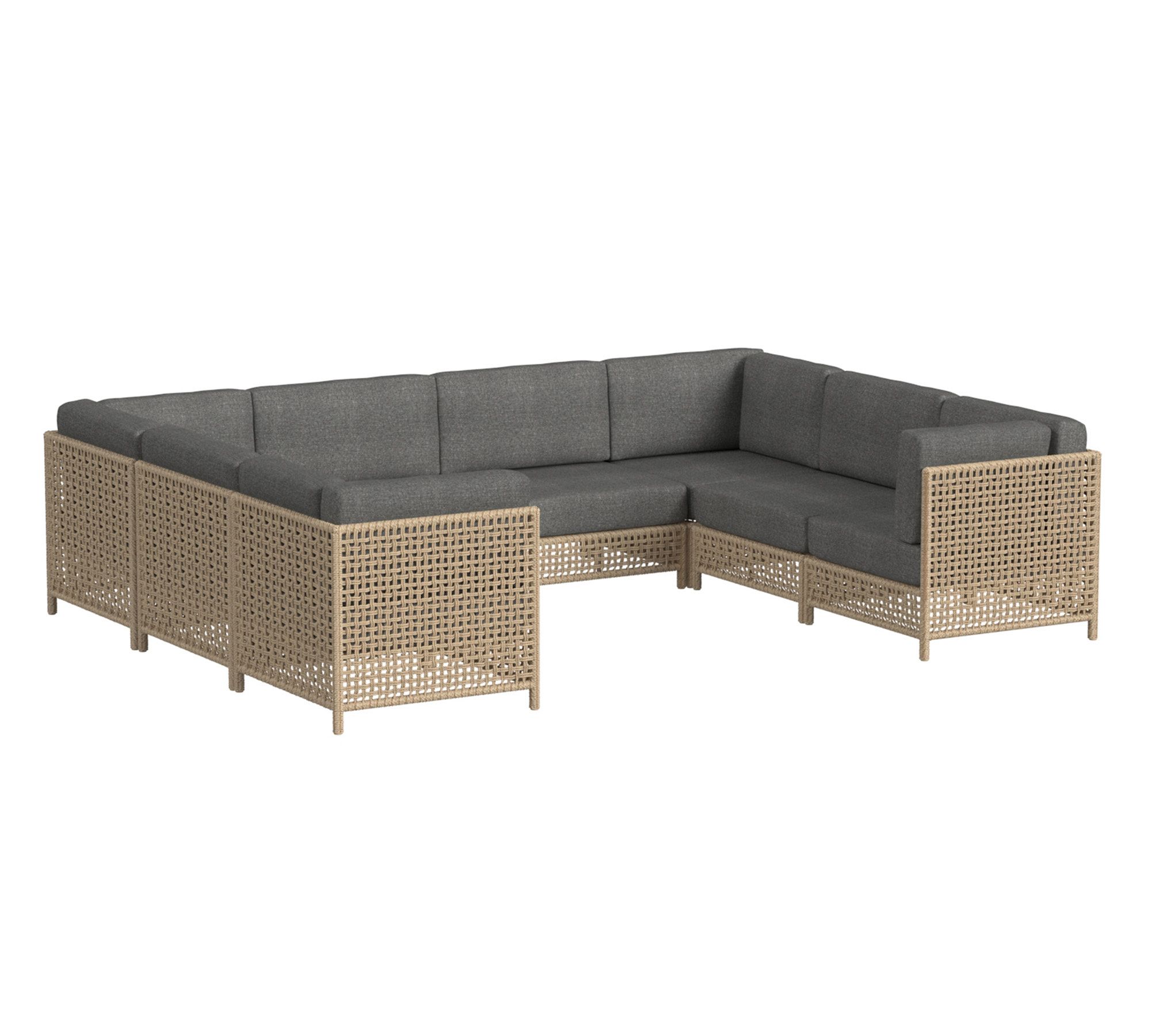 Ophelia Wicker 8-Piece Outdoor U-Shaped Sectional (132")