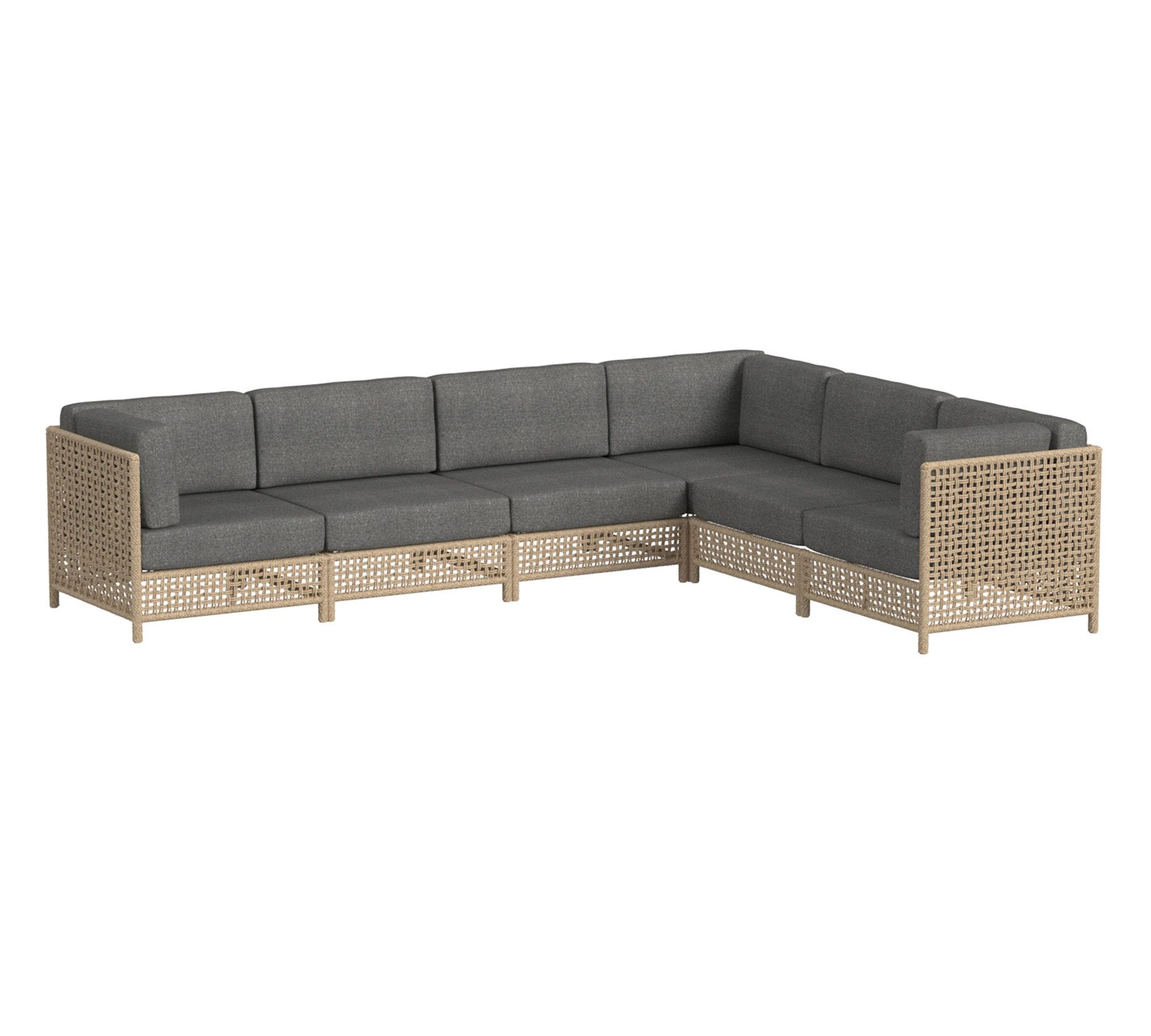 Ophelia Wicker 6-Piece Outdoor L-Shaped Sectional (132")