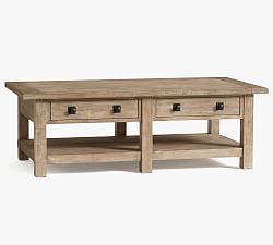 Benchwright Rectangular Wood Coffee Table with Drawers, Seadrift, 54"L