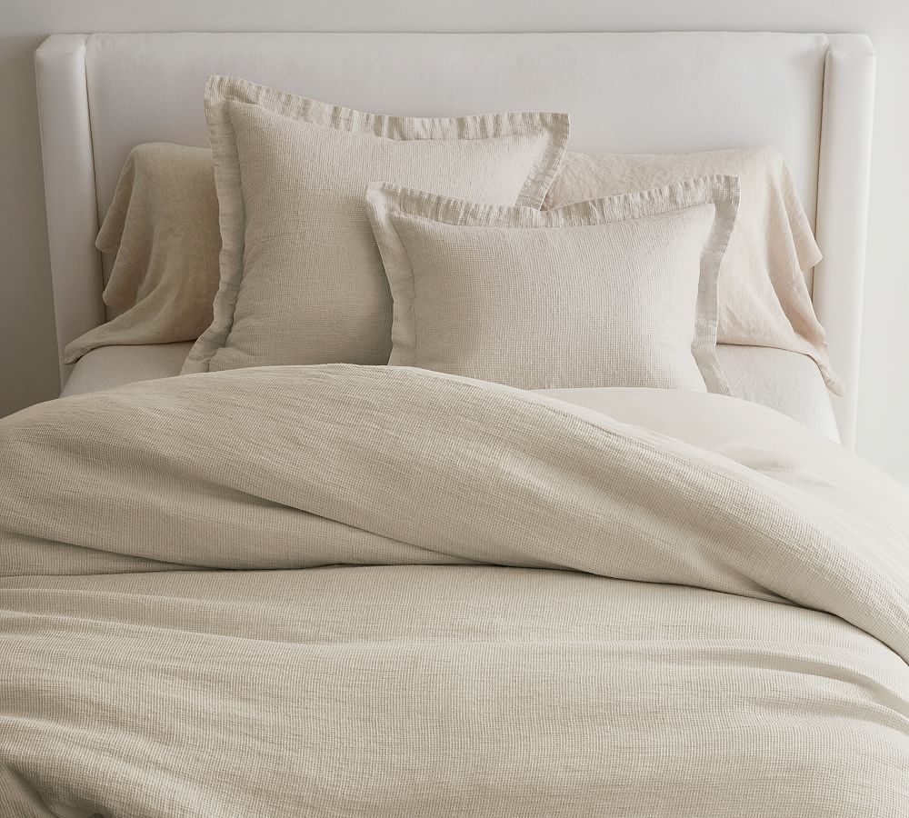 European Flax Linen Waffle Duvet Cover & Shams