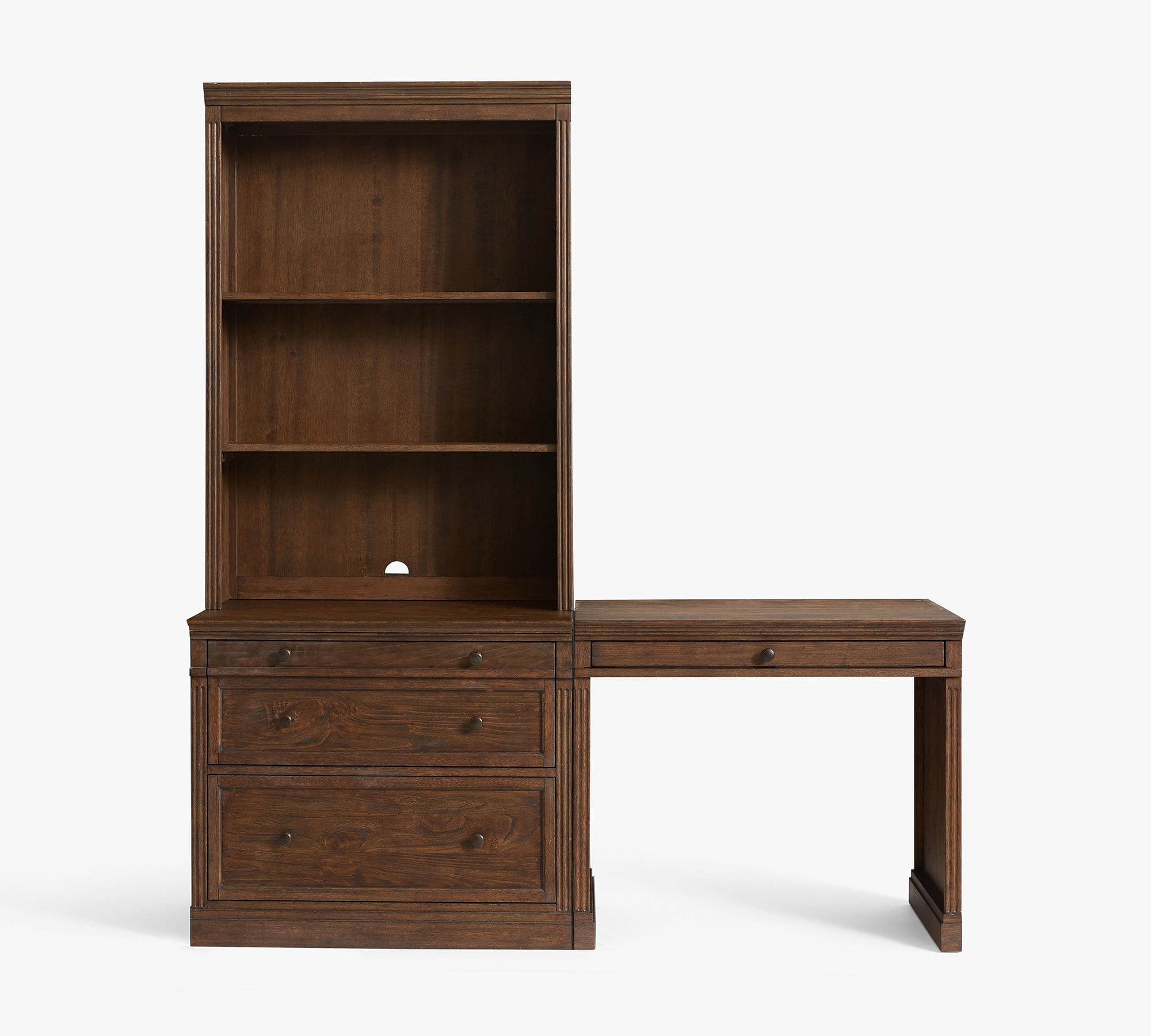 Livingston Writing Desk & Lateral File Cabinet Bookcase (70")