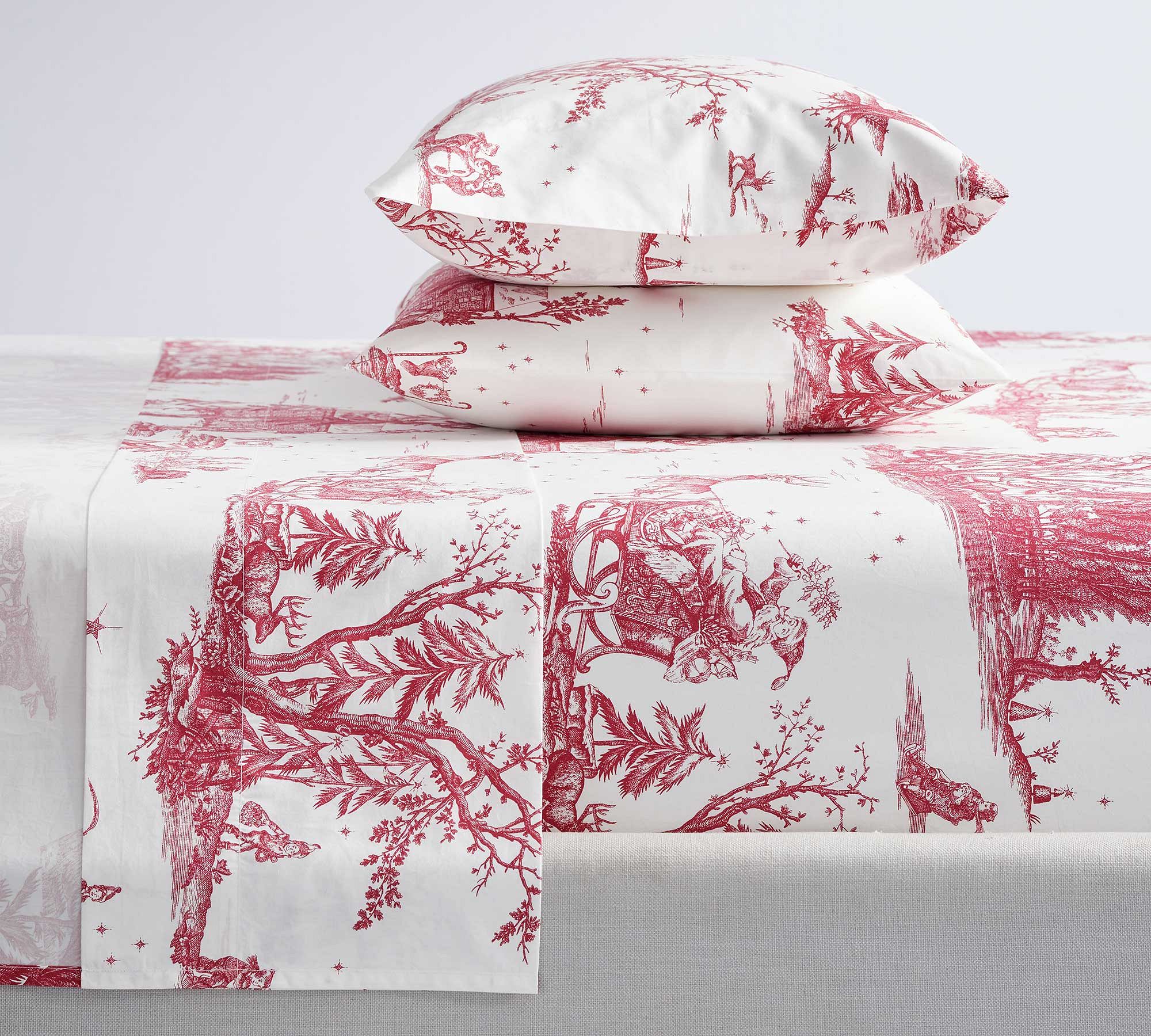 Santa Toile Percale Sheet Set