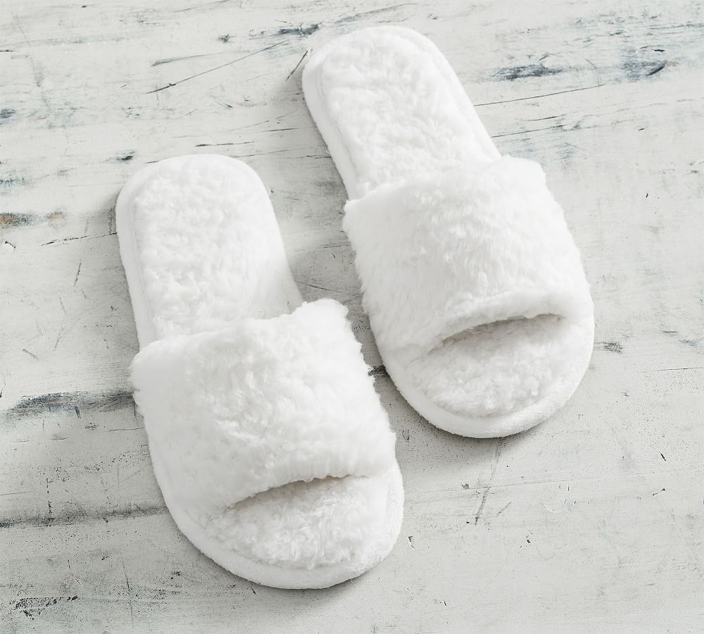 Teddy Bear Open Toe Faux Fur Slippers