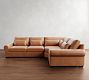 Big Sur Roll Arm Deep Seat Leather 3-Piece Wedge Sectional (130&quot;)