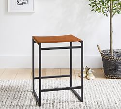 Hardy Backless Leather Stool