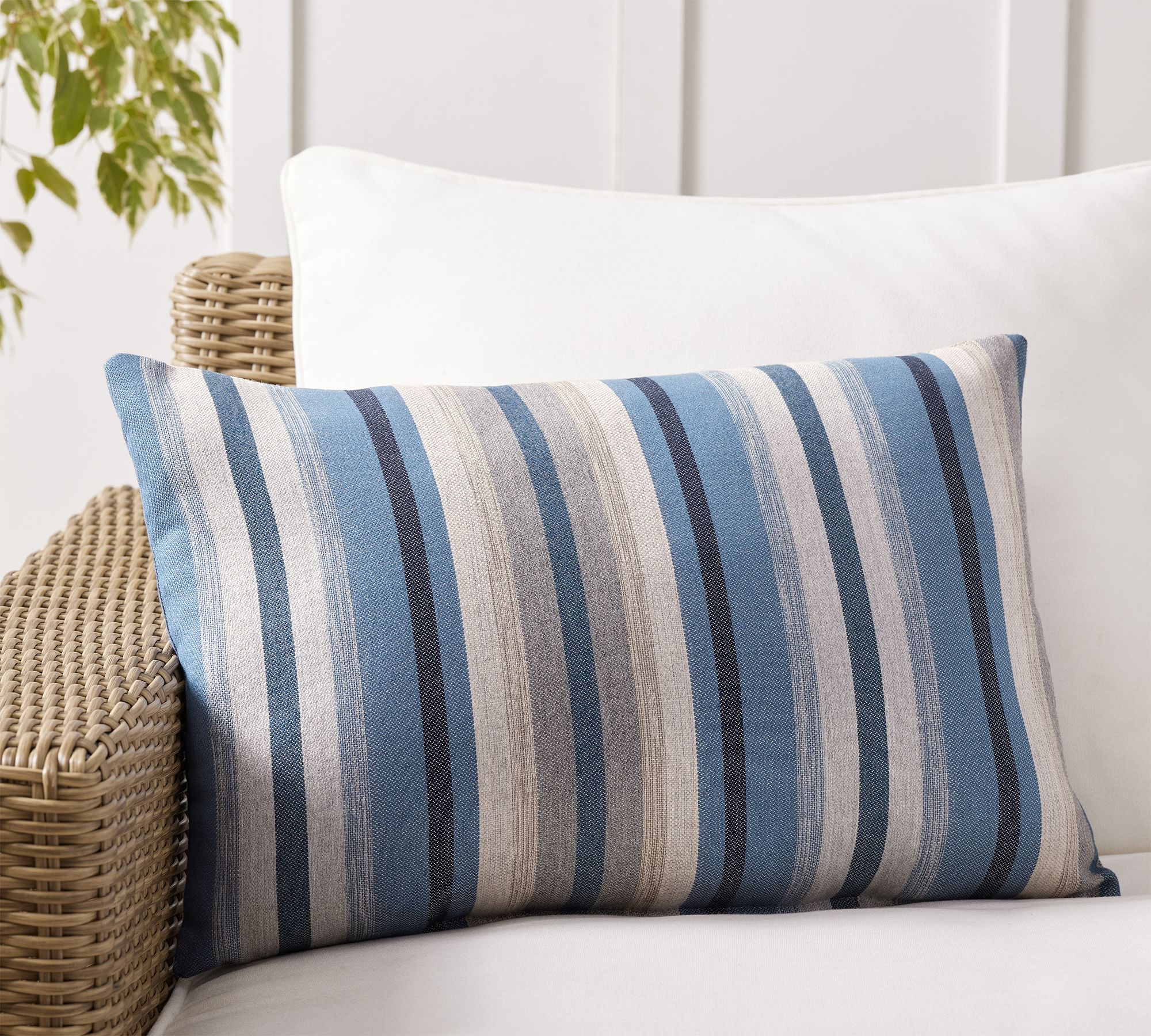 Open Box: Sunbrella® Joel Striped Outdoor Lumbar Pillow