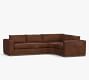 Carmel Wide Arm Leather Wood Base 3-Piece Wedge Sectional (123&quot;)