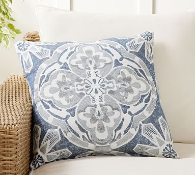 Outdoor pillows blue and white sale