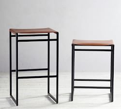 Hardy Backless Leather Stool