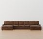Turner Square Arm Leather Double Chaise Sectional (136&quot;&ndash;169&quot;)