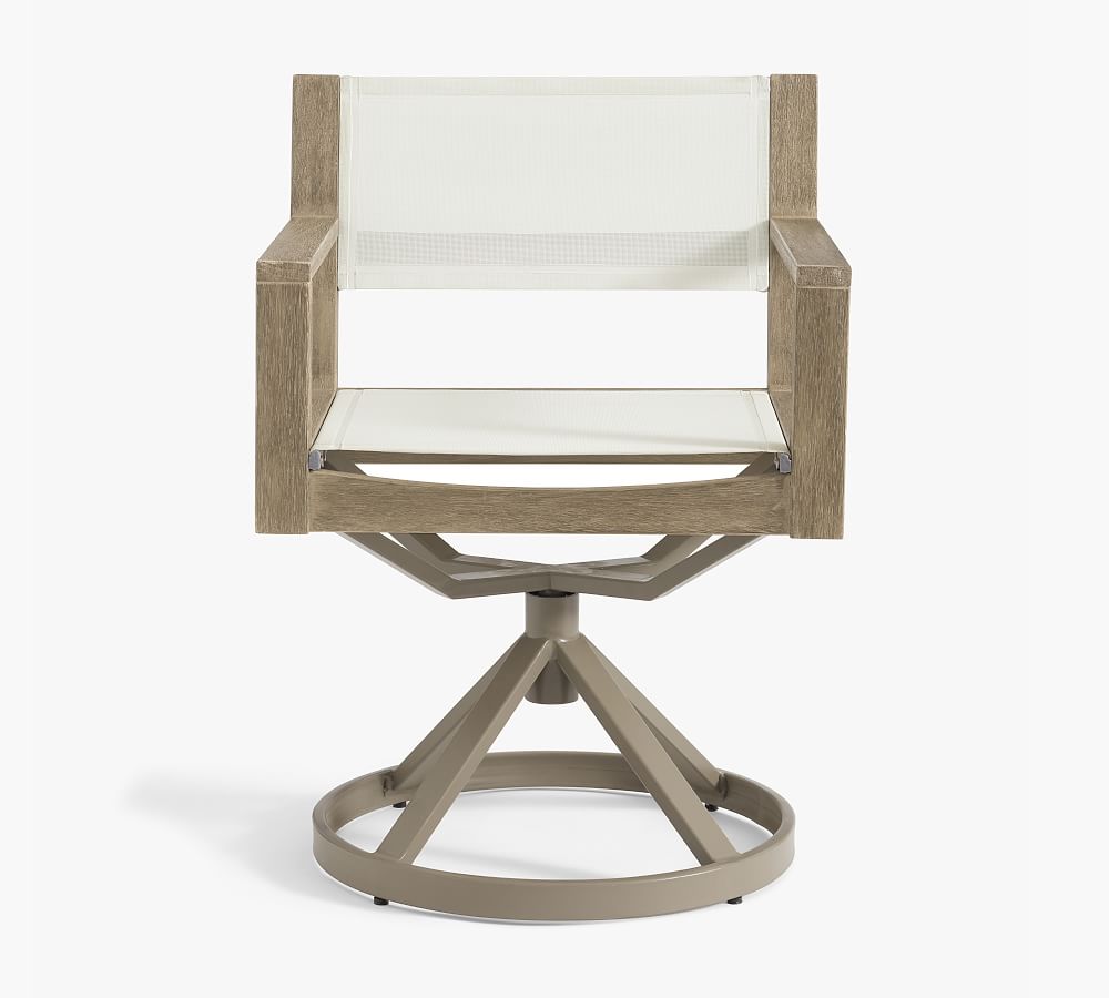 Indio Eucalyptus &amp; Mesh Swivel Outdoor Dining Chair