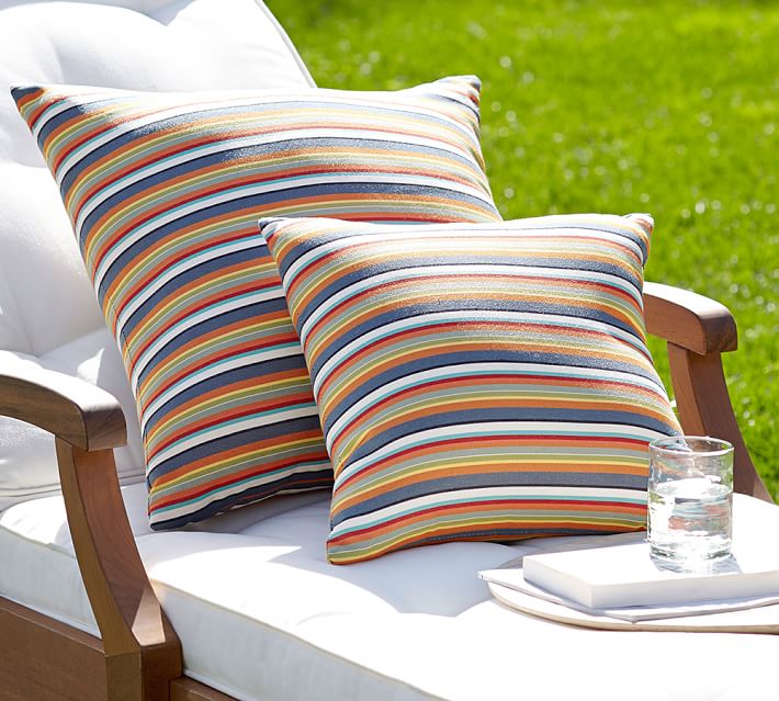 Sunbrella Newport Striped Outdoor Pillow Pottery Barn