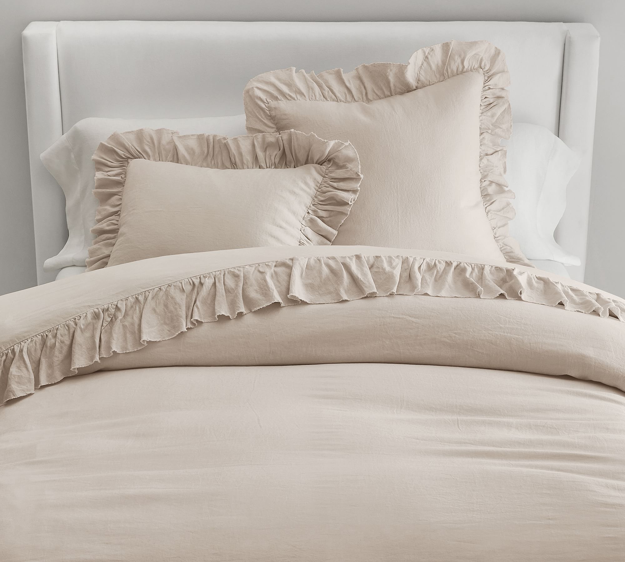 Open Box: Belgian Flax Linen Fringe Ruffle Duvet Cover