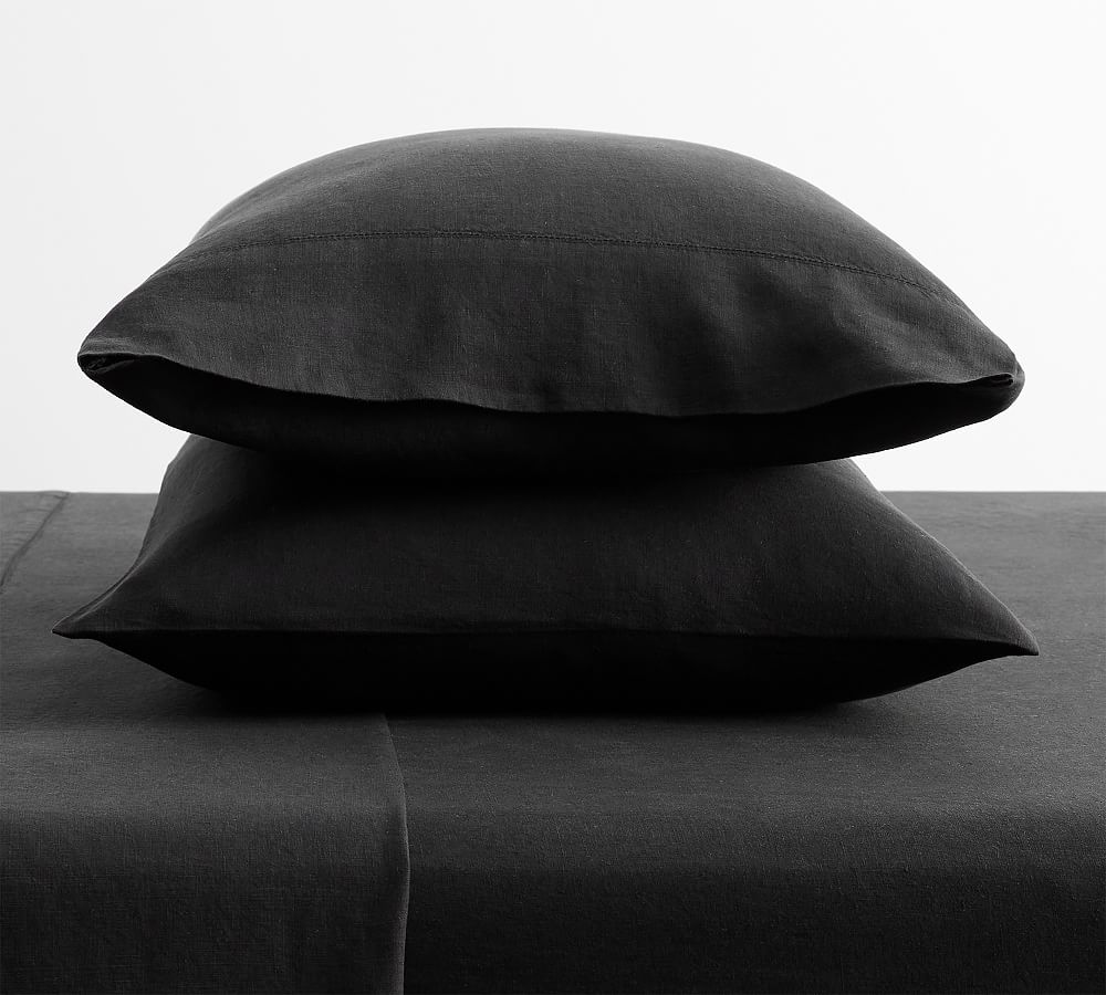 Belgian Flax Linen Pillowcases - Set of 2 in Black