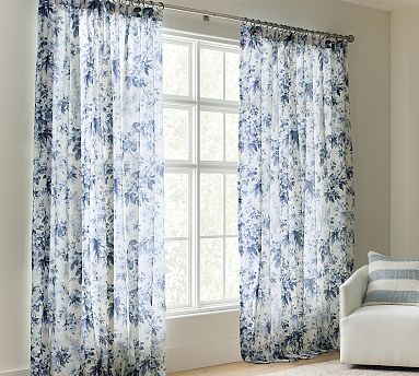 Garden Floral Linen Cotton Curtain 