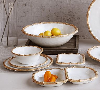 Bamboo Outdoor Melamine Dinnerware Collection Pottery Barn