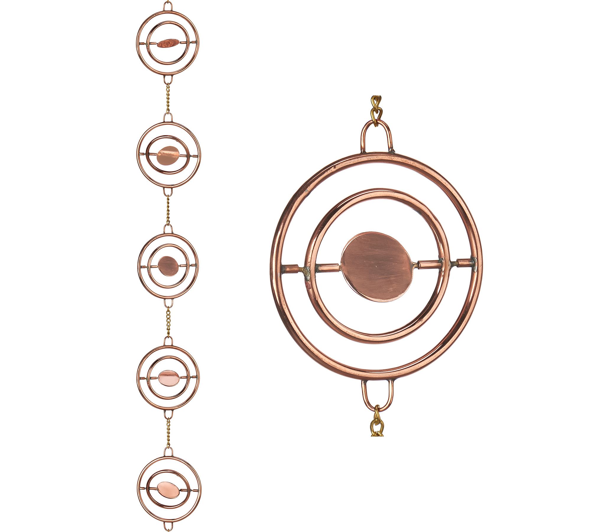 Circular Shaped Copper Rain Chain, 8.5'