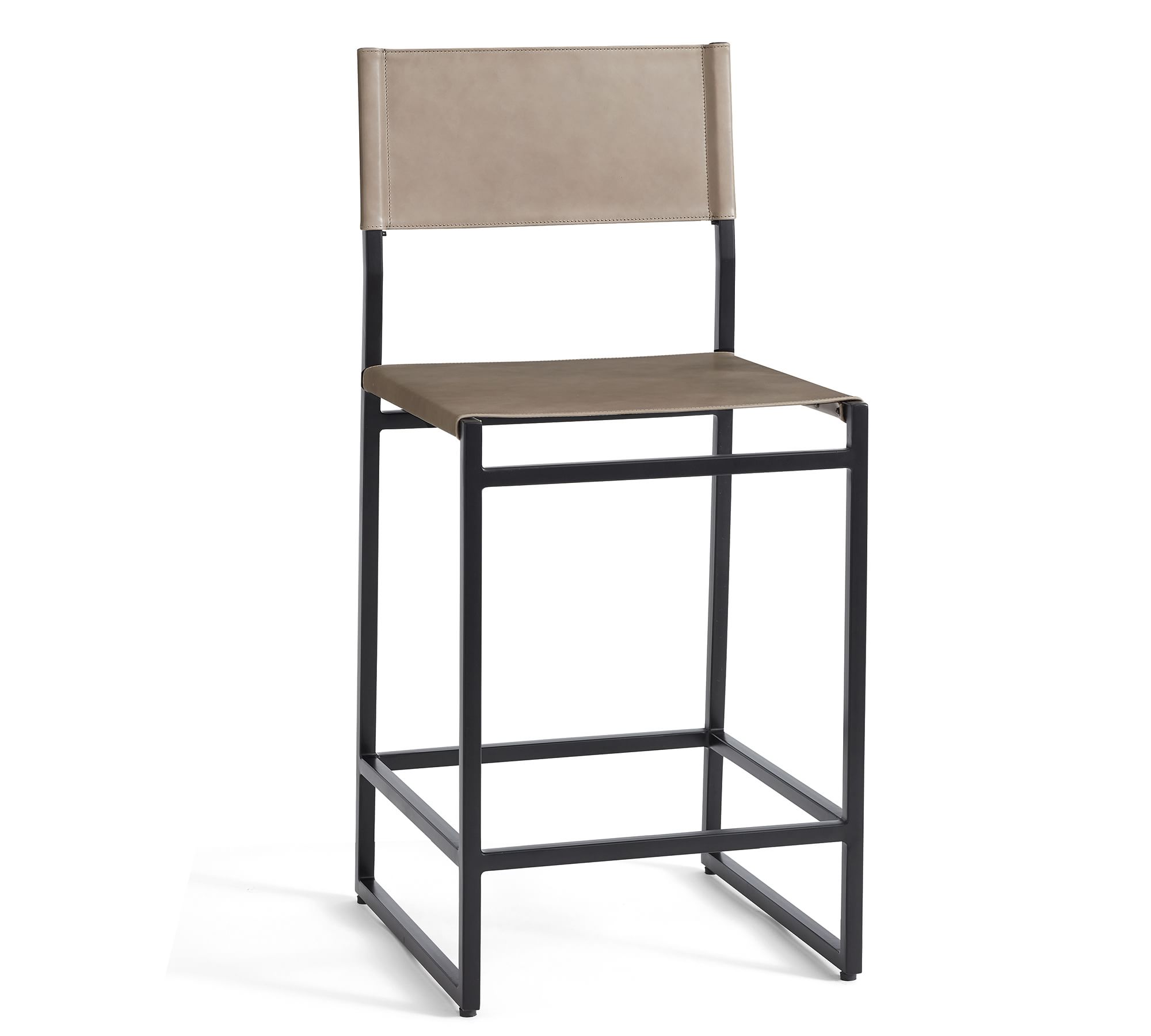 OPEN BOX: Hardy Leather Counter Stool, Bronze/Gray Leather