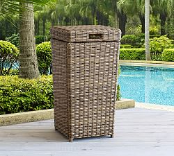 Jammie Outdoor Wicker Pool Trash Can | Pottery Barn