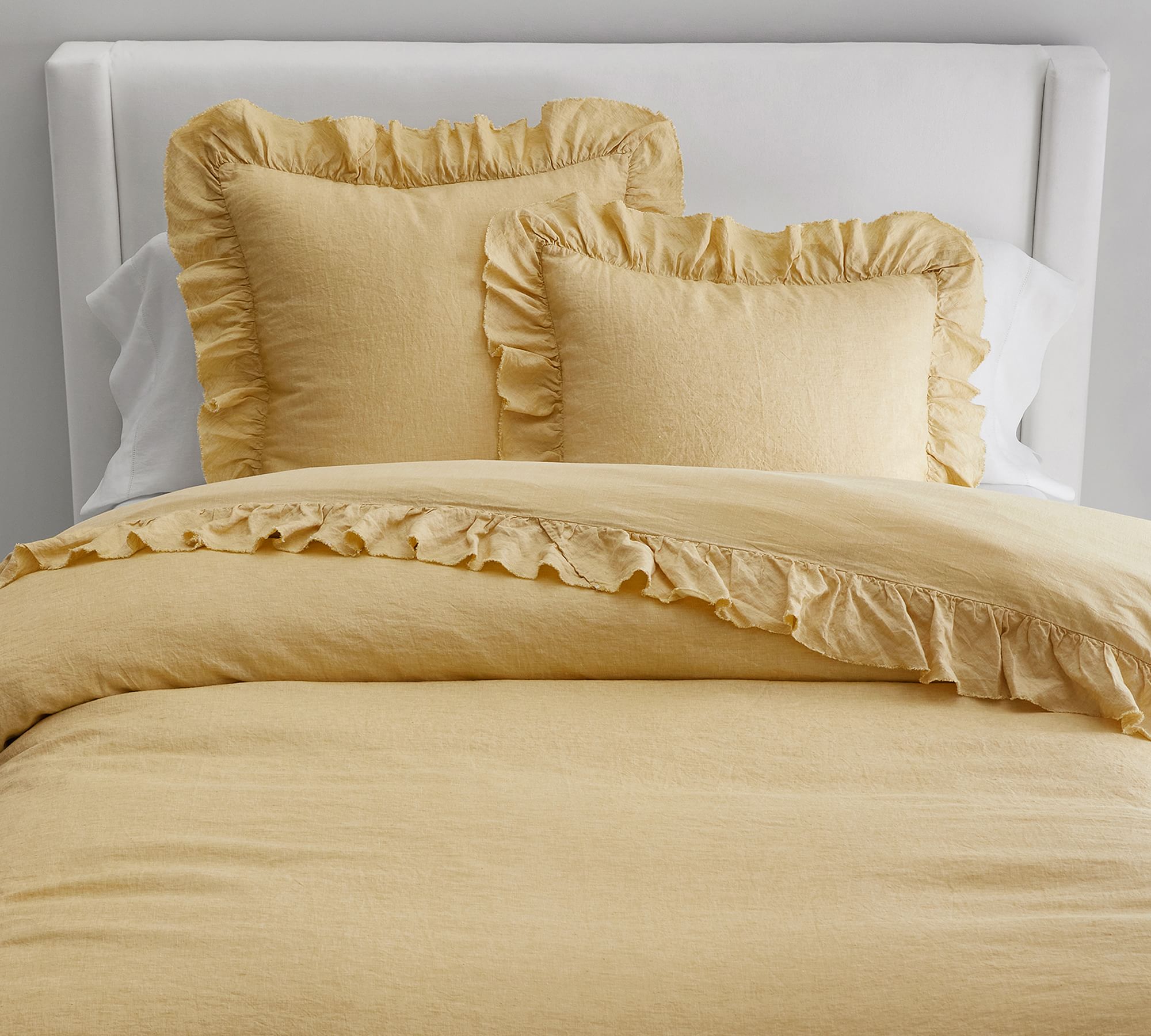 Open Box: Belgian Flax Linen Fringe Ruffle Duvet Cover