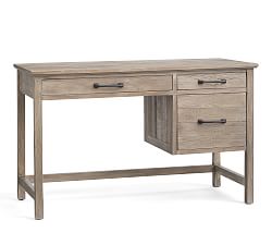 Paulsen 49" Reclaimed Wood Desk with Drawers, Cinder Gray