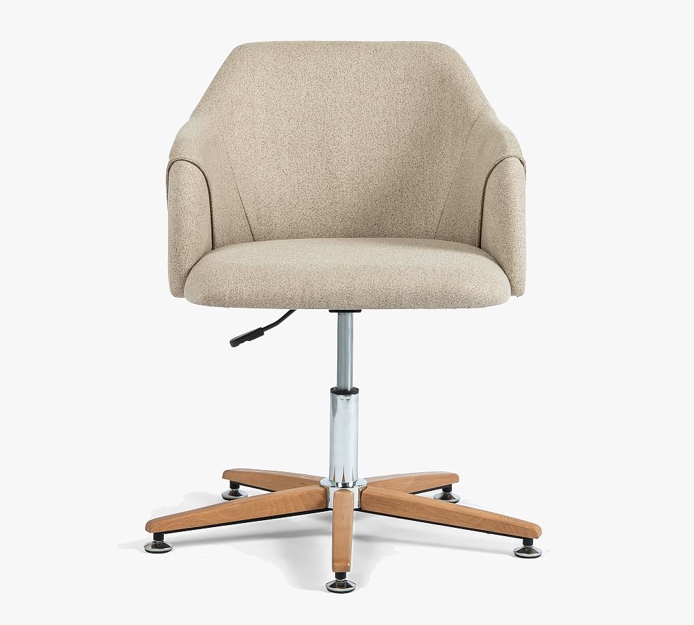 Edna Fedora Oatmeal Adjustable Swivel Task Chair in Brown Leather