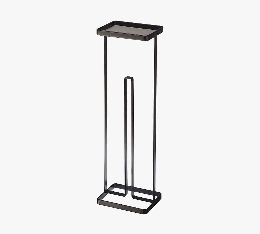 Black Steel Minimalist Toilet Paper Stand with Tray
