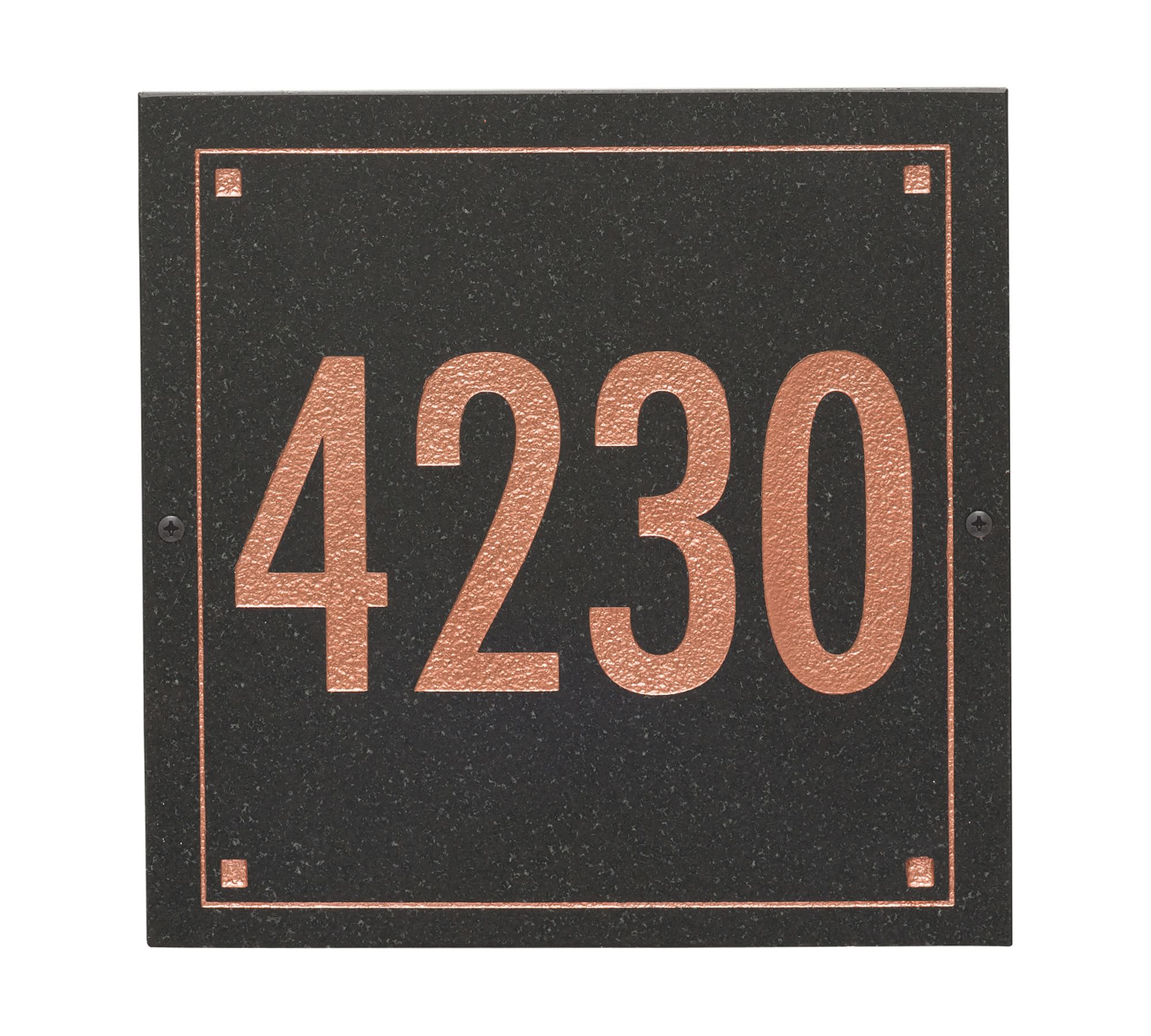 Black Granite Square Futura Engraved Address Sign
